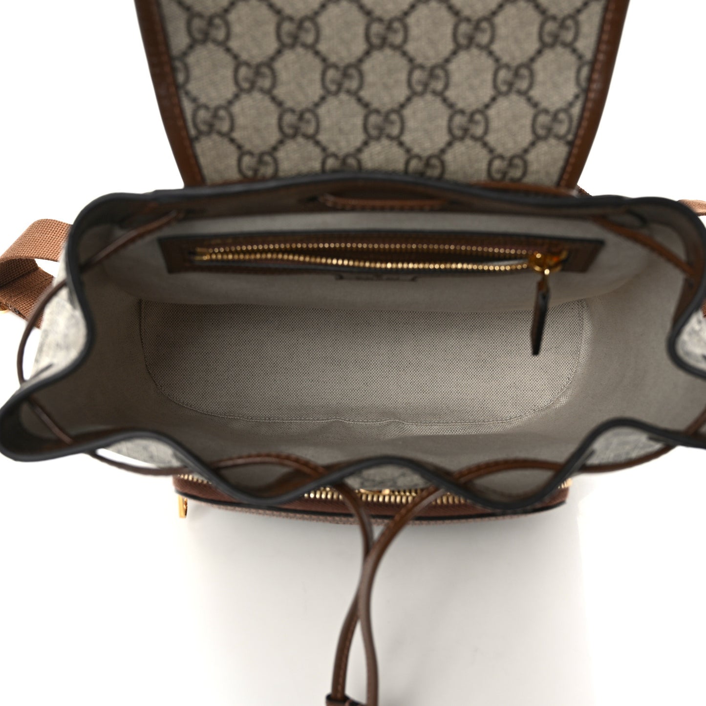 GG Supreme Monogram Azalea Calfskin Retro Interlocking G Buckle Backpack Beige Ebony Brown Sugar