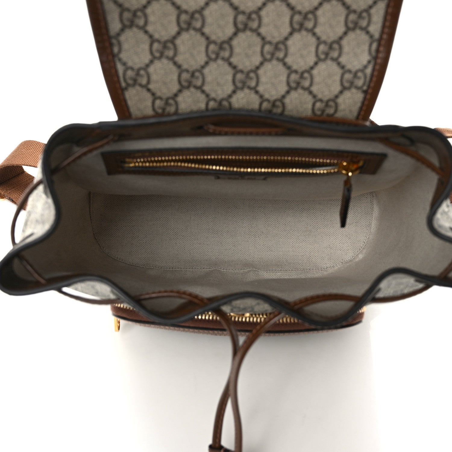 Gucci GG Supreme Monogram Azalea Calfskin Retro Interlocking G Buckle Backpack Beige Ebony Brown Sugar 5 of 8