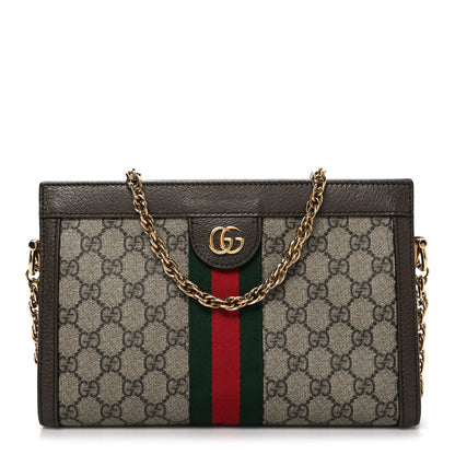 Gucci GG Supreme Monogram Web Small Ophidia Chain Shoulder Bag Brown 1 of 10