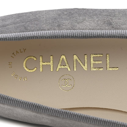 Chanel Velvet Cap Toe Ballerina Flats 36.5 Grey Green 7 of 12