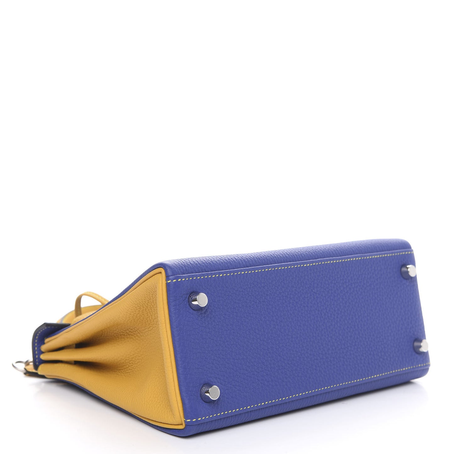 Togo Horseshoe Kelly Retourne 25 Bleu Electrique Jaune Ambre