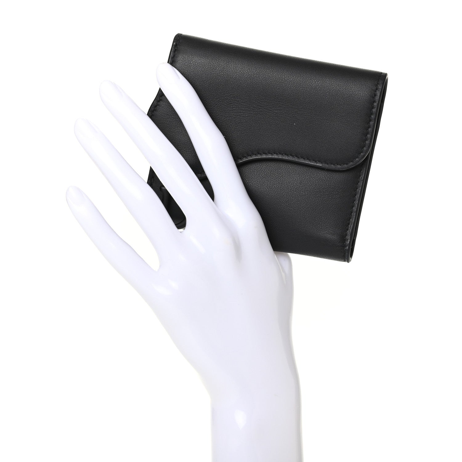 Christian Dior Ultra Matte Calfskin Saddle Lotus Wallet Black 2 of 6