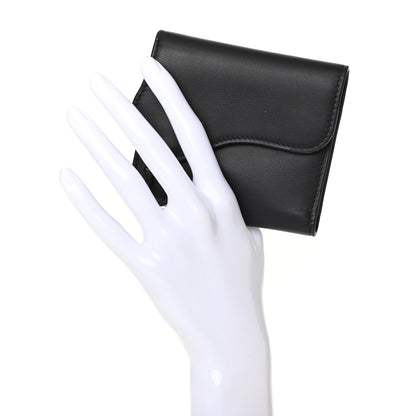 Christian Dior Ultra Matte Calfskin Saddle Lotus Wallet Black 2 of 6