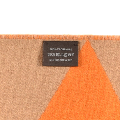 Hermes Cashmere Casaque Zig Zag Muffler Camel Mandarine 3 of 4