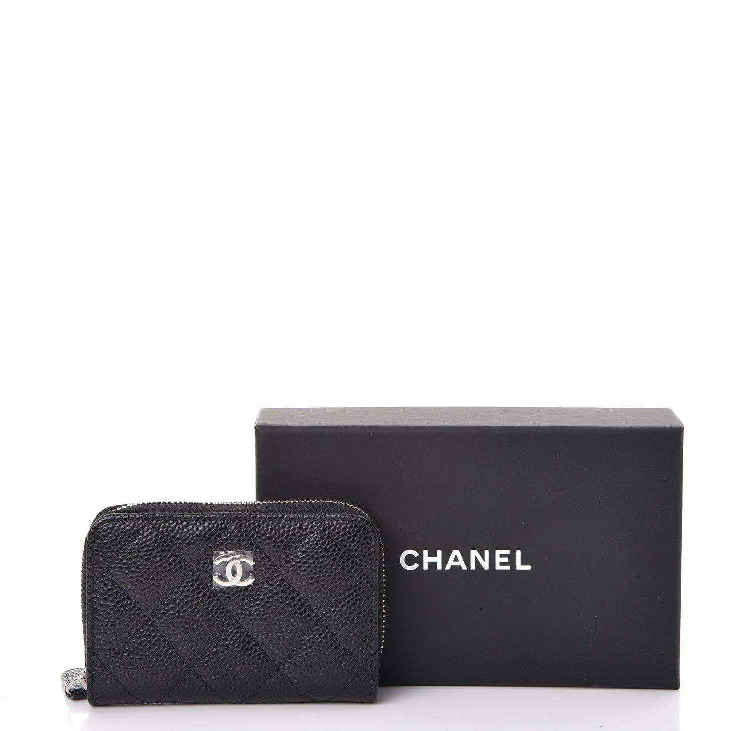 Caviar Quilted Zip Coin Purse Black