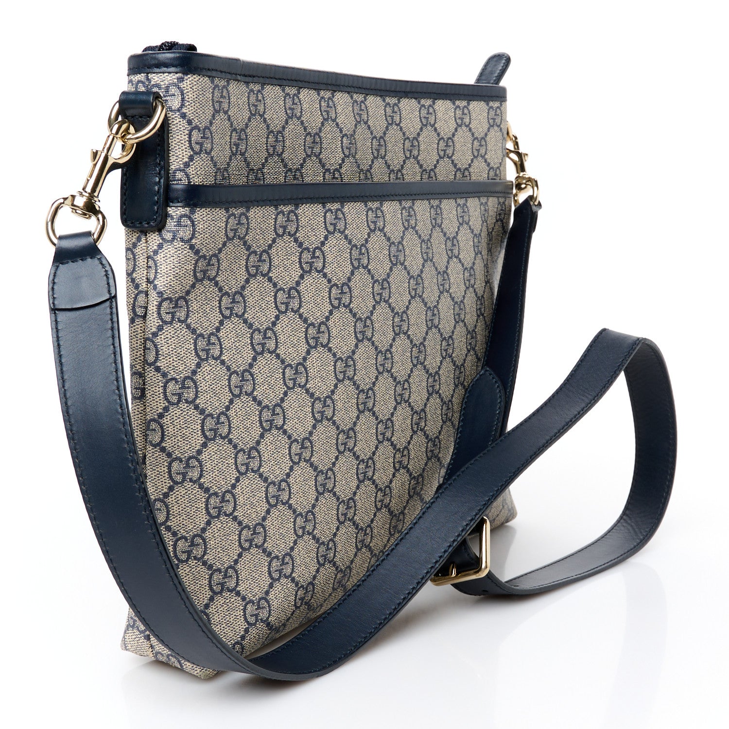 Gucci GG Plus Monogram Medium Flat Messenger Bag Navy 3 of 12