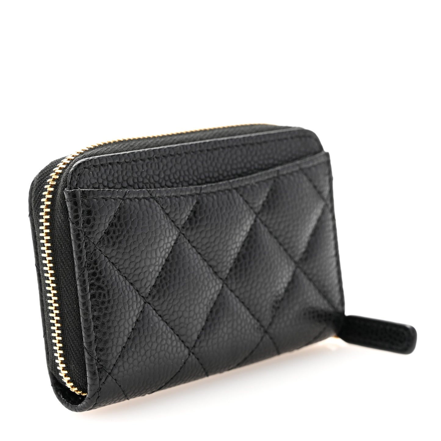 Caviar Quilted Zip Coin Purse Black