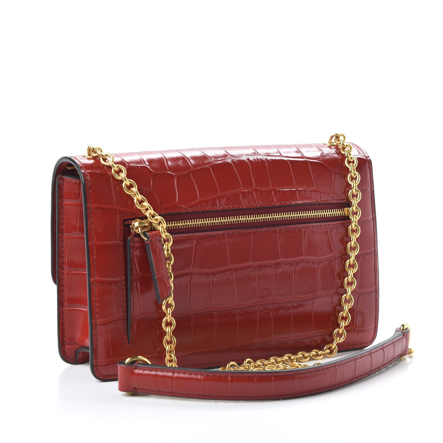 Mulberry Crocodile Embossed Calfskin Small Darley Red Berry 3 of 9