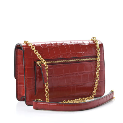 Mulberry Crocodile Embossed Calfskin Small Darley Red Berry 3 of 9