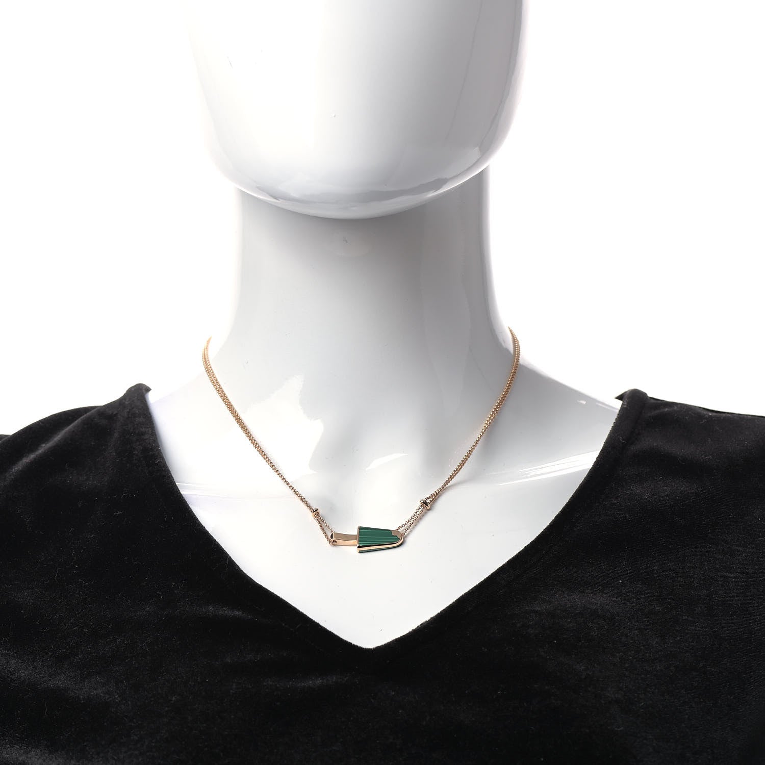 Bulgari 18K Rose Gold Diamond Malachite Gelati Necklace 2 of 8