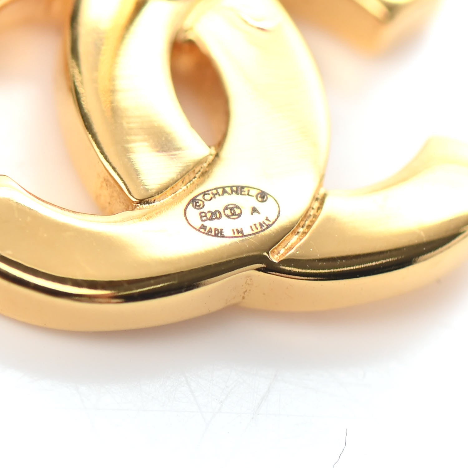 Chanel Metal CC Paris Button Stud Earrings Gold 4 of 4