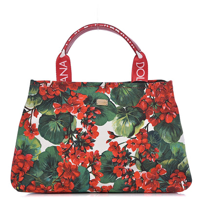 Dolce & Gabbana Canvas Court Printed Floral Kids Tote Red Multicolor 1 of 9