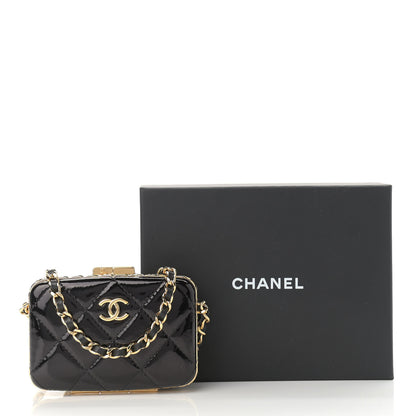 Chanel Glazed Goatskin Quilted Small Box With Chain Black 12 of 12