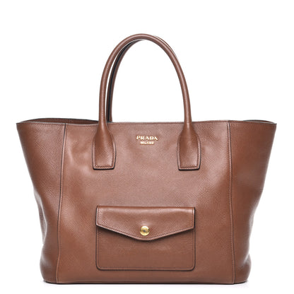 Prada Saffiano Cuir Front Pocket Tote Palissandro 1 of 8