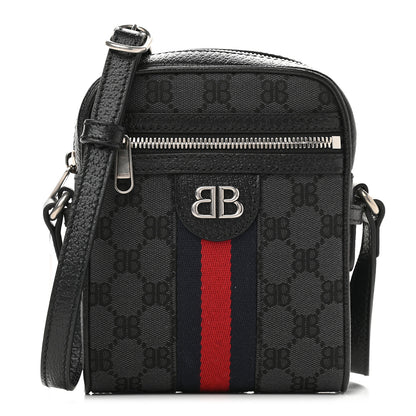 Gucci X BALENCIAGA BB Monogram Web Mini Ophidia Messenger Black 1 of 9