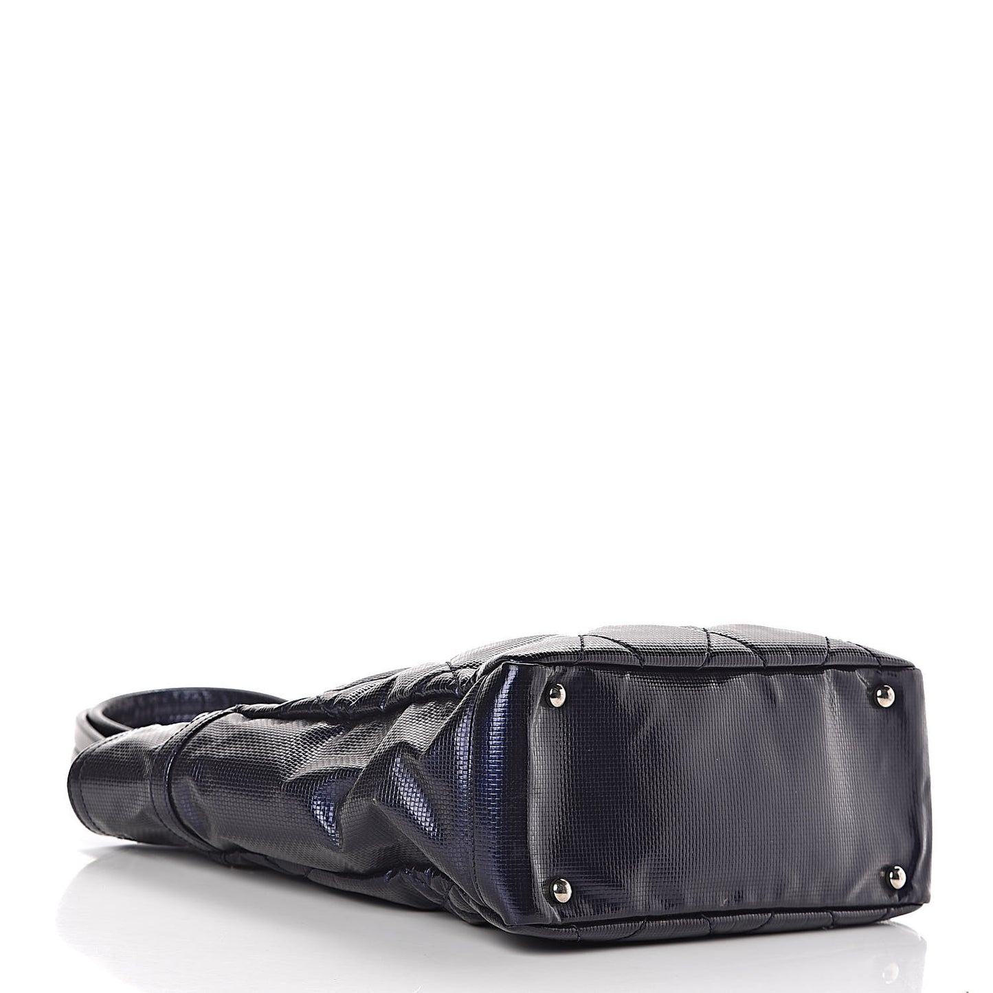 Metallic Coated Canvas Quilted Small Paris Biarritz Tote Blue