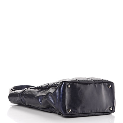 Chanel Metallic Coated Canvas Quilted Small Paris Biarritz Tote Blue 4 of 14
