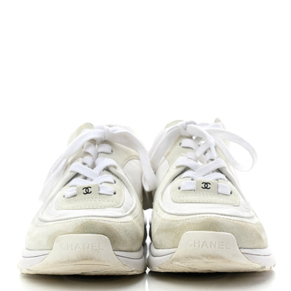 Chanel Suede Calfskin Fabric CC Sneakers 39 White 2 of 9