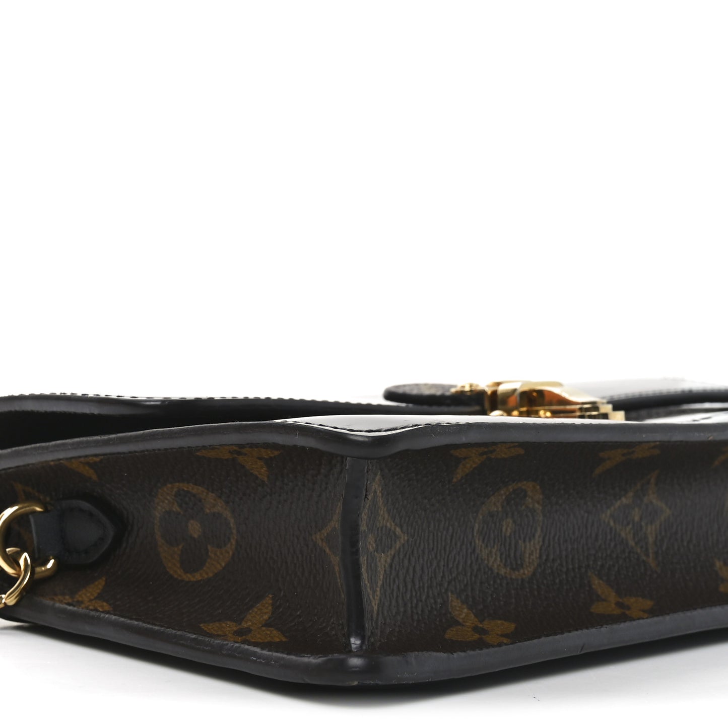 Patent Calfskin Monogram Cherrywood Chain Wallet Black