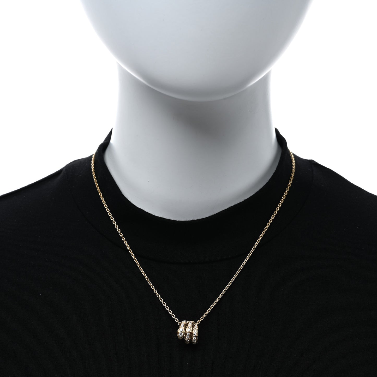 18K Yellow Gold Diamond Serpenti Viper Pave Pendant Necklace