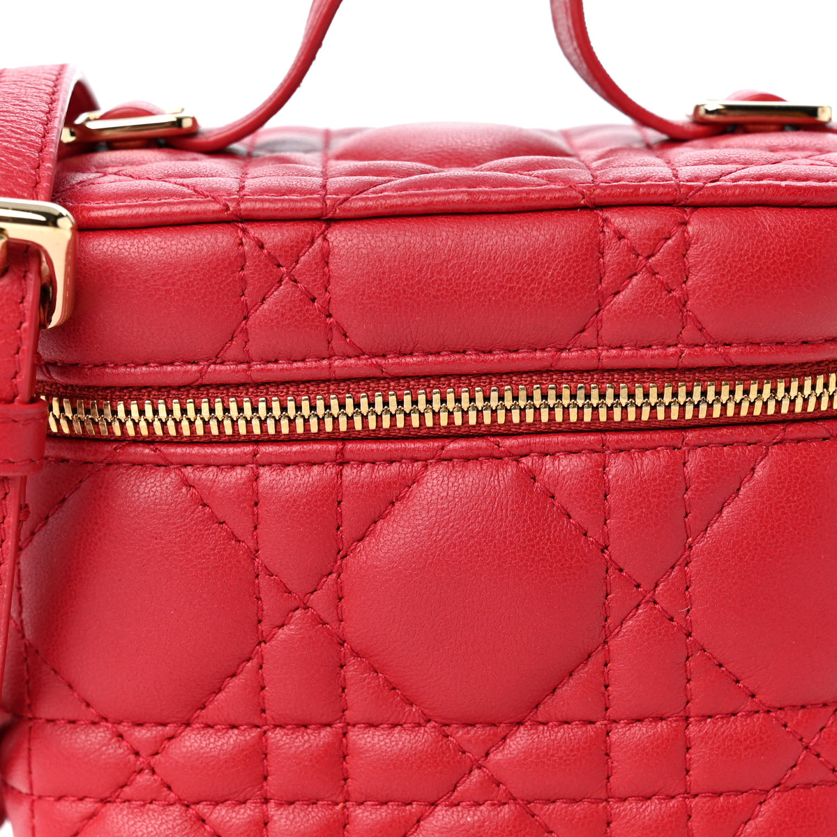 Christian Dior Lambskin Cannage Micro Lady Dior Vanity Case Red 7 of 11