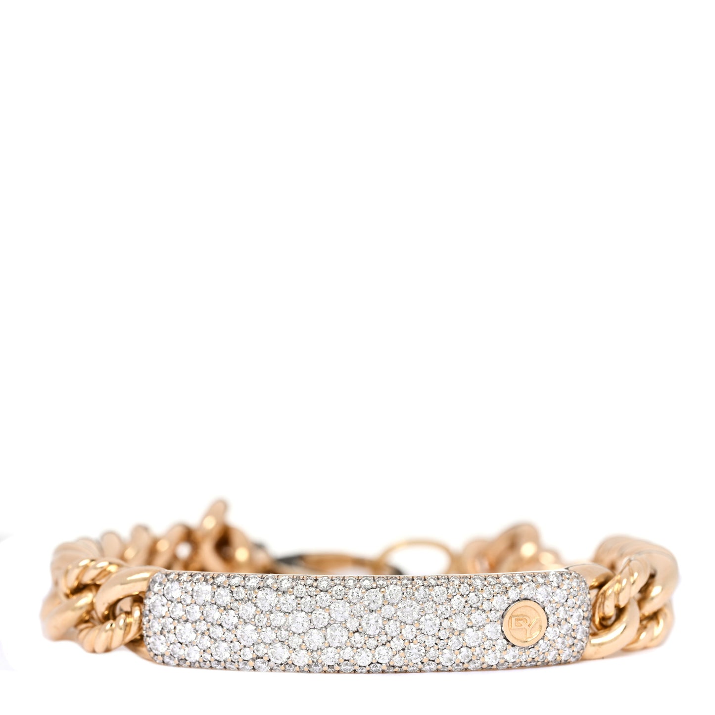 18K Yellow Gold Diamond Belmont ID Pave Bracelet