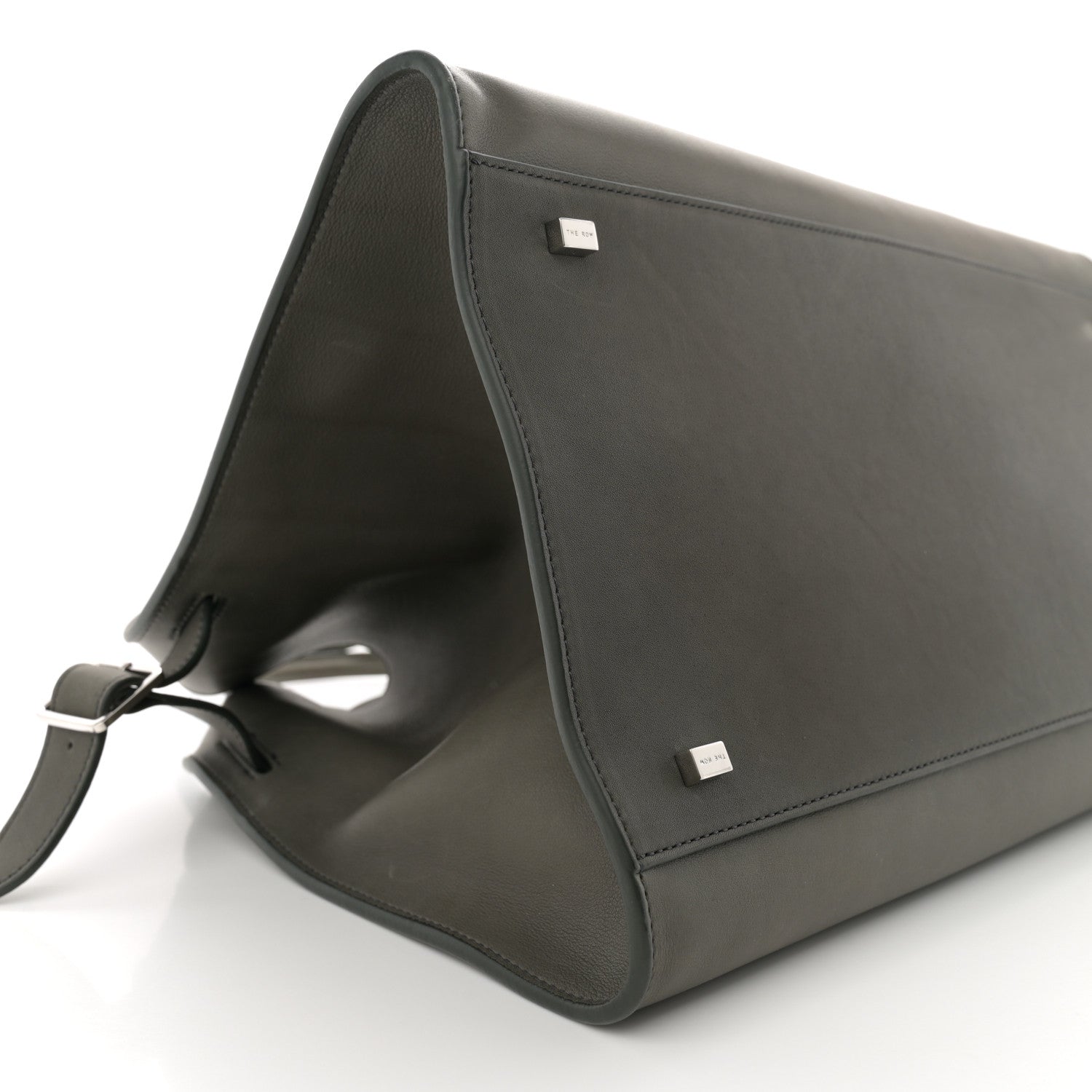 The Row Polished Saddle Calfskin Soft Margaux 15 Koala Grey 8 of 9
