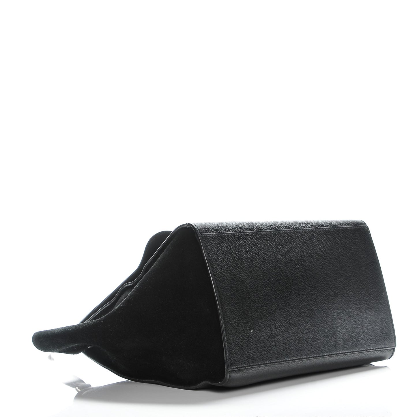 Drummed Calfskin Suede Large Trapeze Black