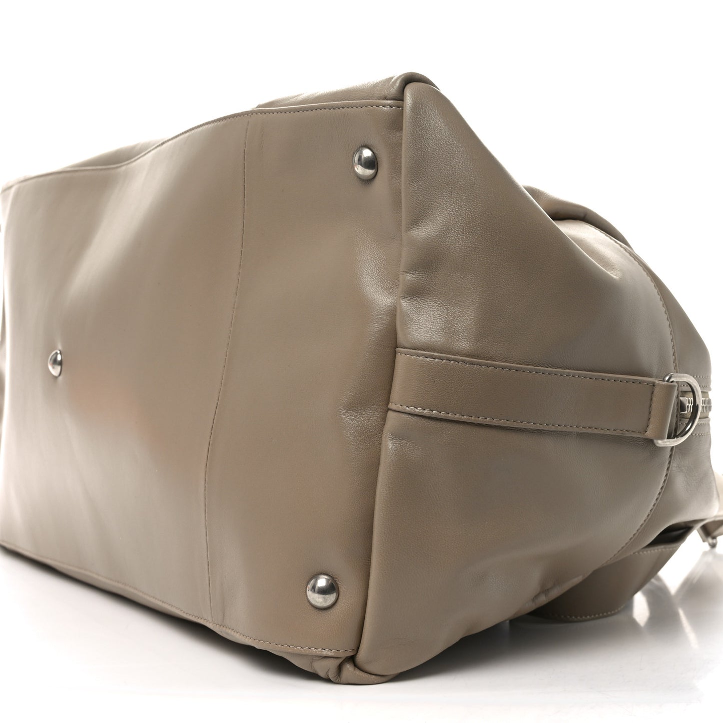 Lambskin Embossed Logo Holdall Bag Beige