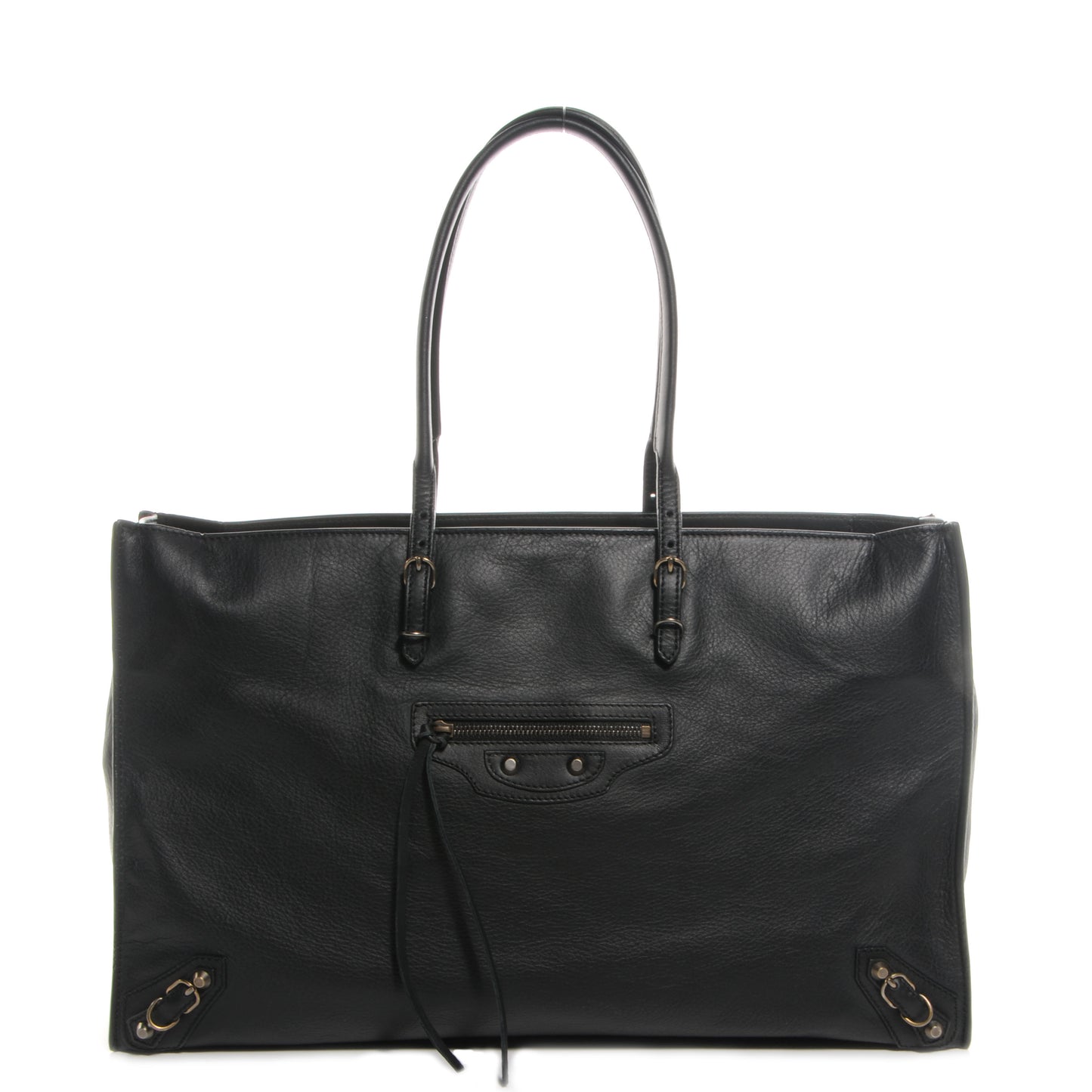 Veau Papier Medium Office Zip Tote Black