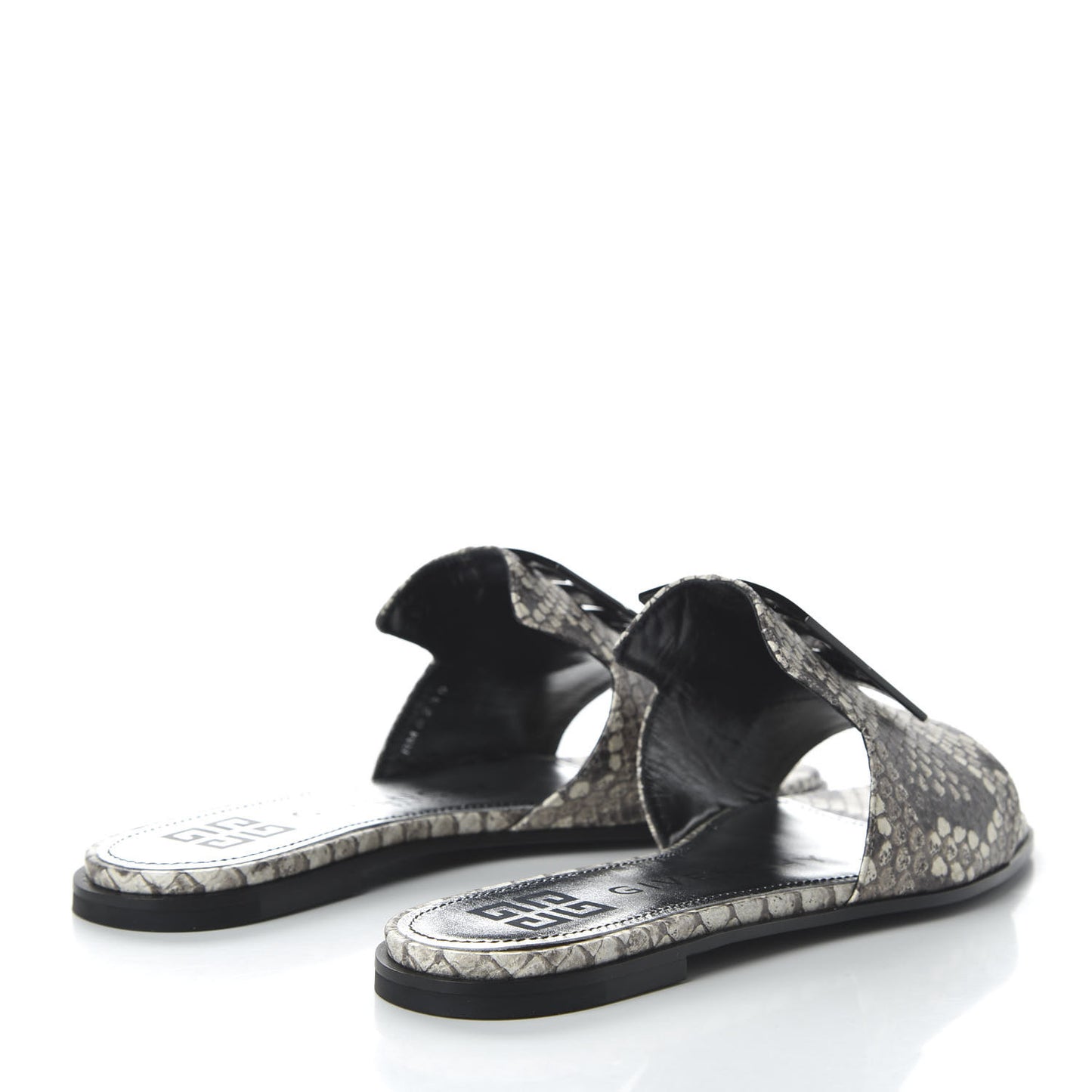 Calfskin Python Print 4G Flat Sandals 35.5 Stone Grey