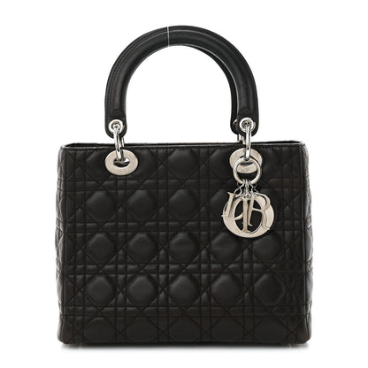 Christian Dior Lambskin Cannage Medium Lady Dior Dark Brown 1 of 12