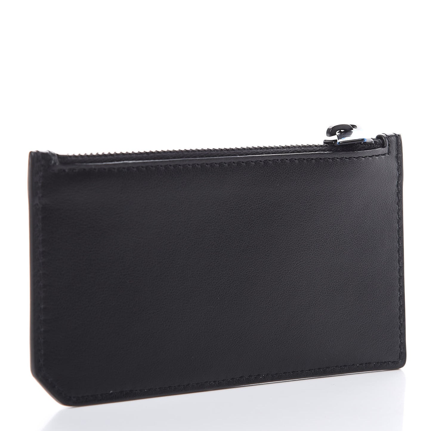 Calfskin 5 Fragments Zip Pouch Card Holder Black