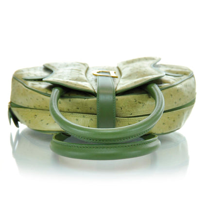 Christian Dior Ostrich Saddle Bowler Green 4 of 12