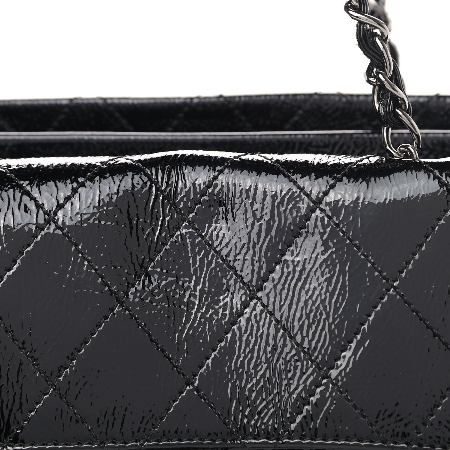 Chanel Distressed Patent Quilted Small Ritz Flap Bag Black 6 of 6