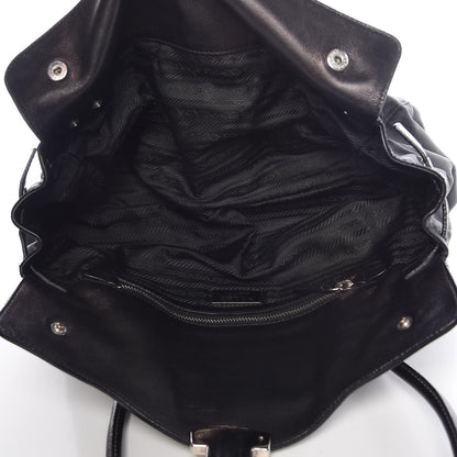 Prada Tessuto Nylon Vitello Foldover Pushlock Satchel Black 5 of 10