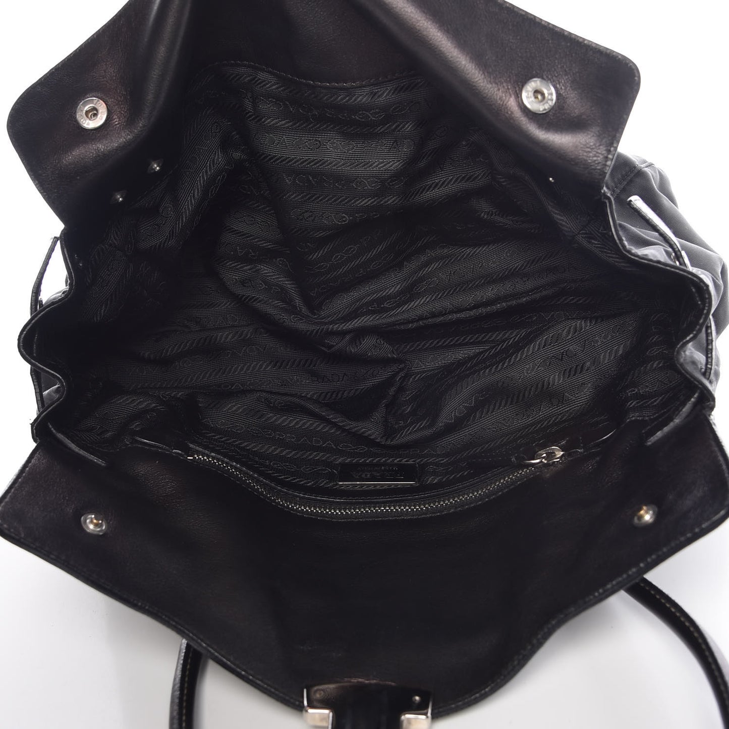 Tessuto Nylon Vitello Foldover Pushlock Satchel Black