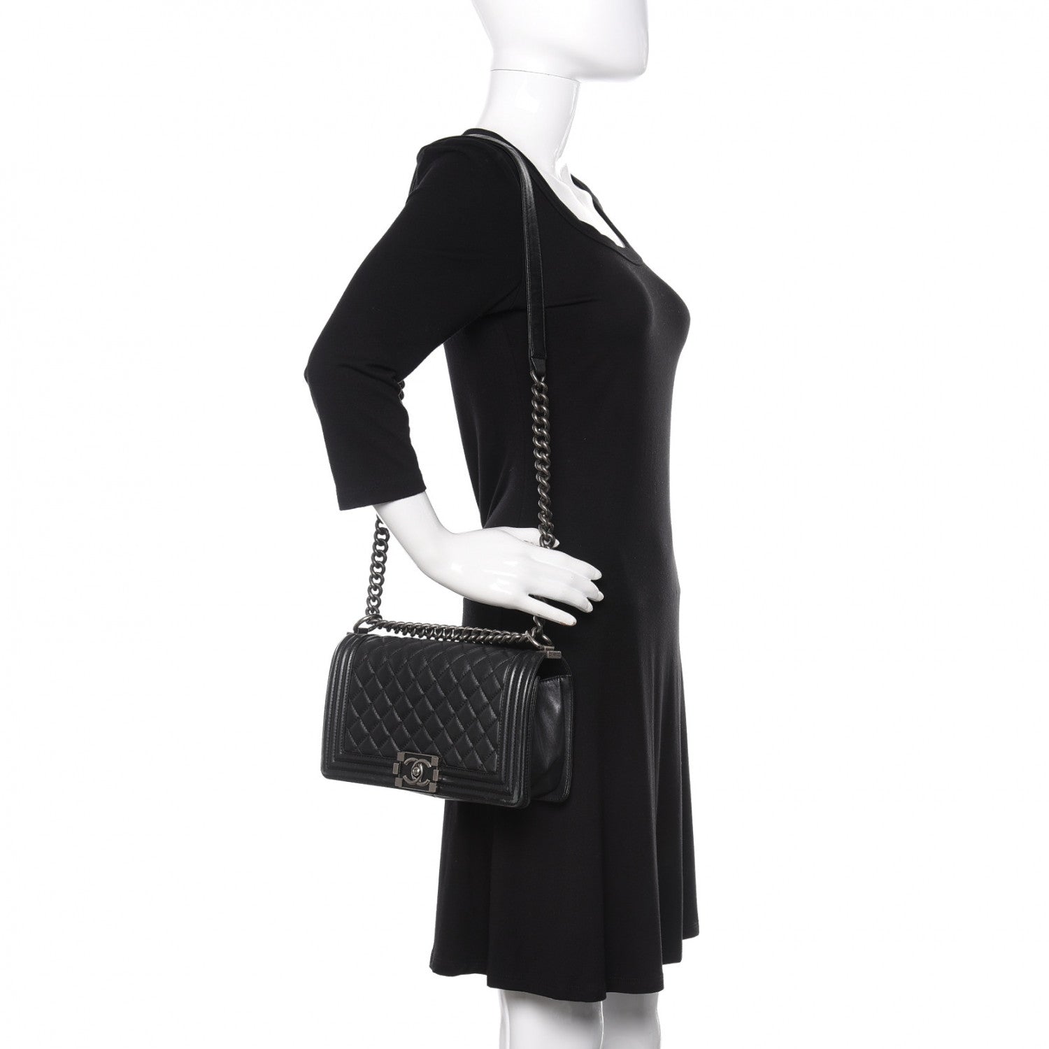 Chanel Calfskin Quilted Medium Boy Flap Black 2 of 13