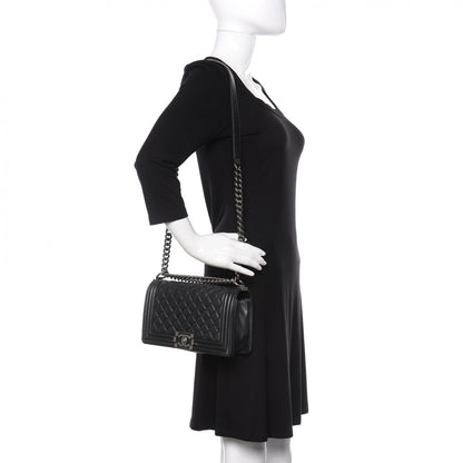 Chanel Calfskin Quilted Medium Boy Flap Black 2 of 13