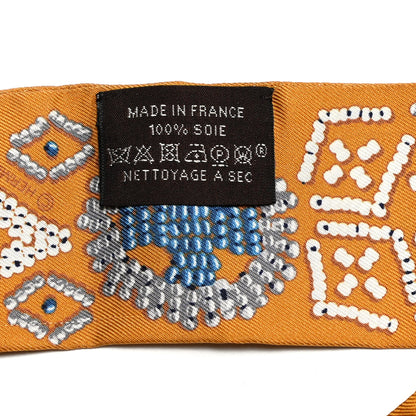 Hermes Silk Kelly En Perles Twilly Miel Bleu Jean Cream 3 of 4