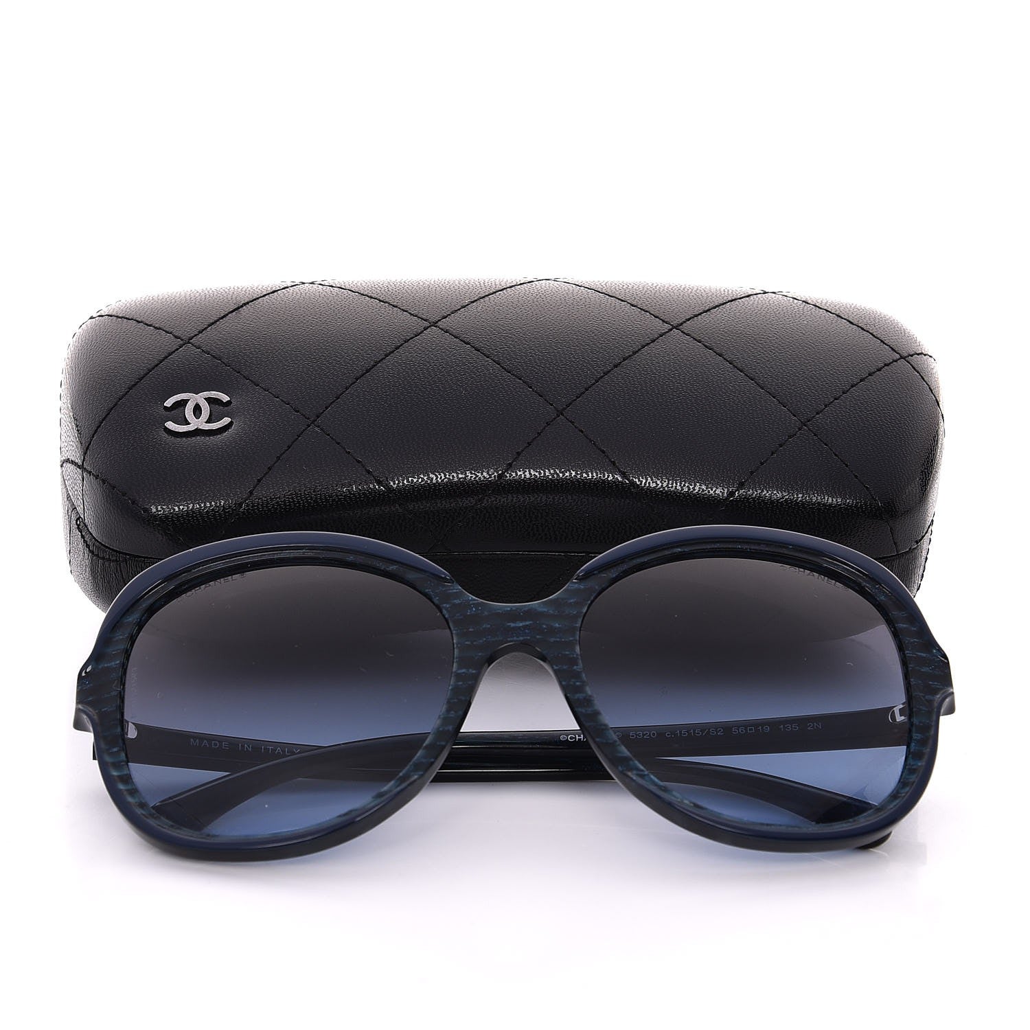 Chanel CC Striped Glitter Sunglasses 5320 Blue 9 of 9