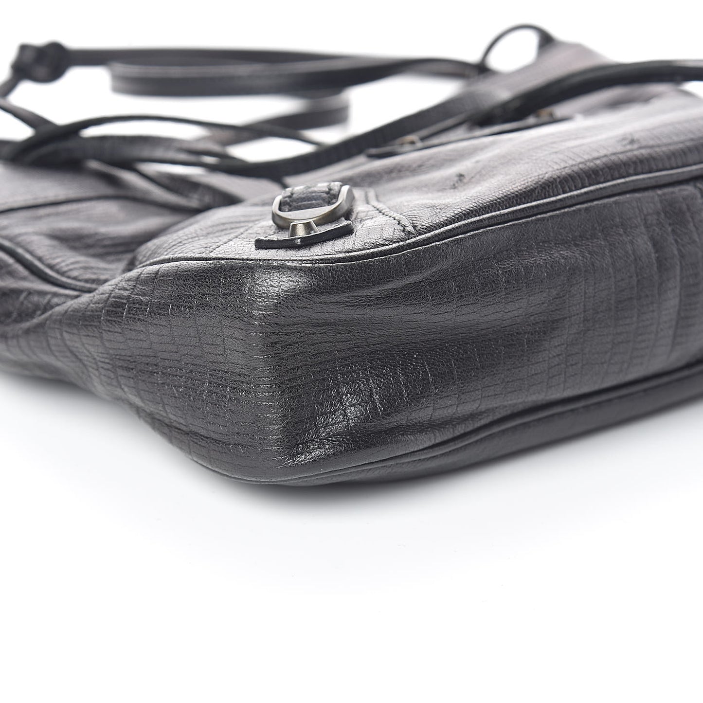 Agneau Classic Hardware Lizard Embossed Hip Black