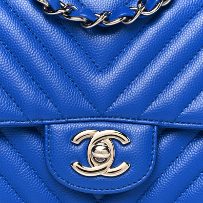 Chanel Caviar Chevron Quilted Mini Square Flap Blue 8 of 13
