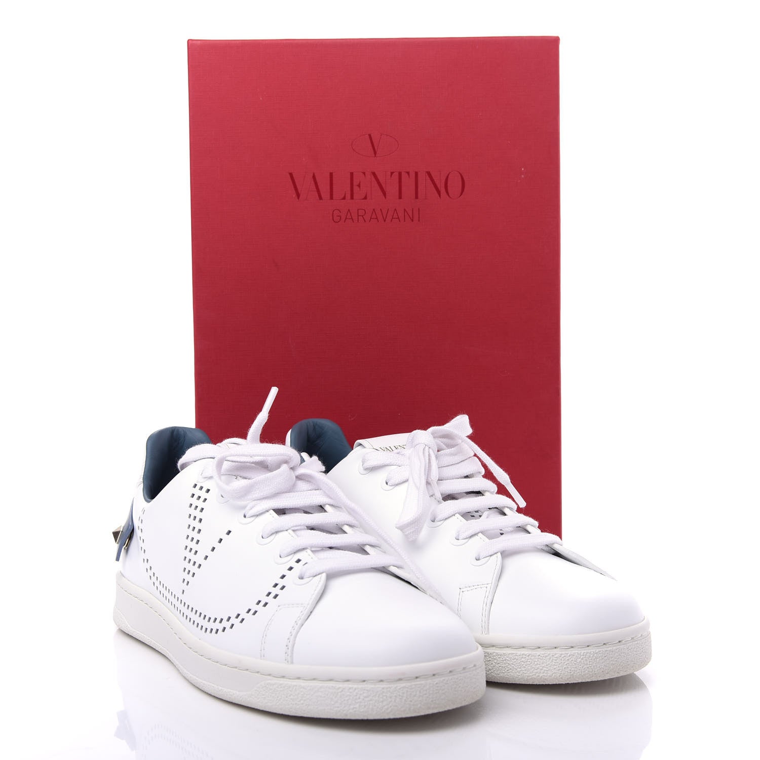 Valentino Garavani Calfskin Womens Backnet Sneakers 38.5 White Blue 11 of 11