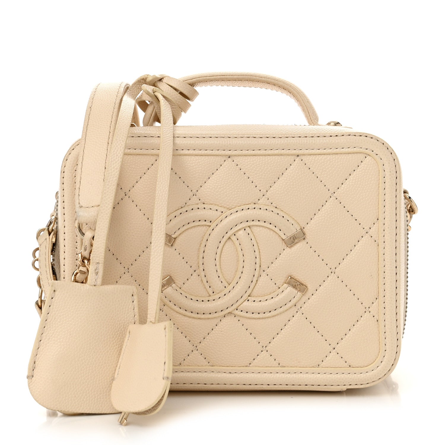 Chanel Caviar Quilted Small CC Filigree Vanity Case White 1 of 11