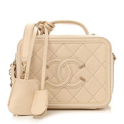 Chanel Caviar Quilted Small CC Filigree Vanity Case White 1 of 11