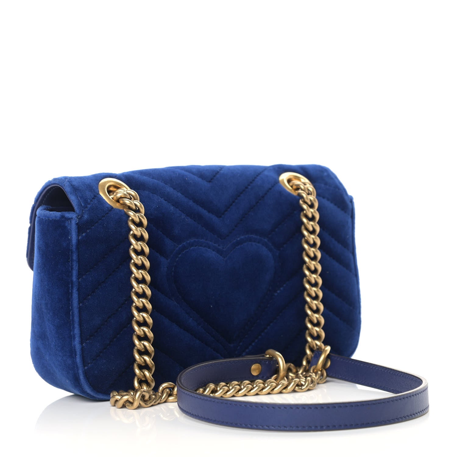 Gucci Velvet Matelasse Mini GG Marmont Shoulder Bag Cobalt Blue 3 of 20