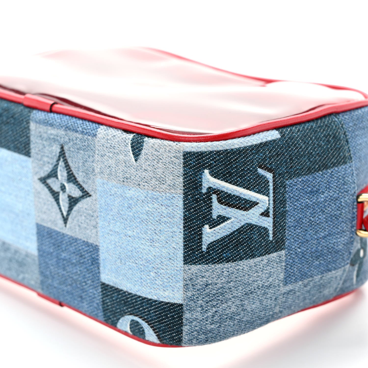 Louis Vuitton Denim Damier Monogram Patchwork PVC Beach Pouch Blue Rouge 9 of 9