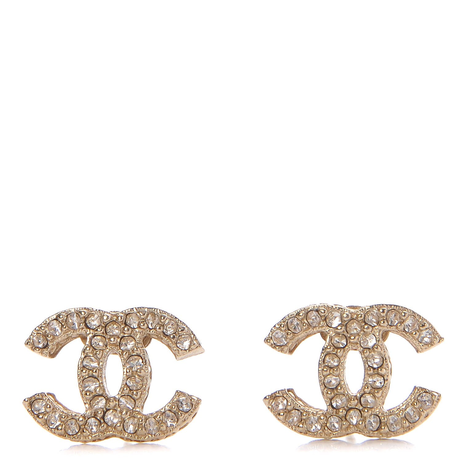 Chanel Crystal CC Earrings Light Gold 1 of 7