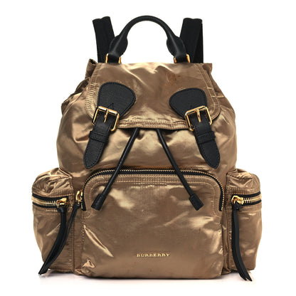 Burberry Metallic Satin Nylon Medium Rucksack Backpack Gold 1 of 20